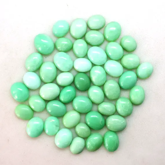 Natural Chrysoprase Plain Oval Shape Cabochon Wholesale Lot Chrysoprase Cabochon Loose Gemstone 9x11 To 11x13 Mm Approx 5 Pieces Supply