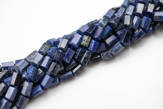 Natural Dumortierite 12x8mm -  A Grade - Hand Faceted Barrels - 16" Strand Gemstone Beads