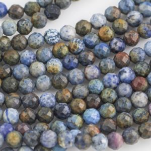 Shop Dumortierite Faceted Beads! Natural Dumortierite Full Strands-15.5 inches-5mm-  Nice Size Hole-  Diamond Cutting, High Facets- Nice and Sparkly- Faceted Round | Natural genuine faceted Dumortierite beads for beading and jewelry making.  #jewelry #beads #beadedjewelry #diyjewelry #jewelrymaking #beadstore #beading #affiliate #ad