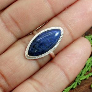 Natural Dumortierite Ring- Marquise Silver Ring- Blue Stone Ring- Sterling Silver Ring- 925 Silver Ring- Silver Designer Rings- Gift for Her | Natural genuine Dumortierite rings, simple unique handcrafted gemstone rings. #rings #jewelry #shopping #gift #handmade #fashion #style #affiliate #ad