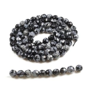 Shop Snowflake Obsidian Faceted Beads! natural, faceted obsidian snowflake beads, 20-lot, 4mm LBP00465 | Natural genuine faceted Snowflake Obsidian beads for beading and jewelry making.  #jewelry #beads #beadedjewelry #diyjewelry #jewelrymaking #beadstore #beading #affiliate #ad
