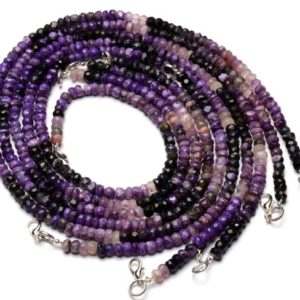 Shop Charoite Rondelle Beads! Natural Gemstone Lavender Color Charoite Faceted 6mm Size Rondelle Beads Necklace 17 Inch Full Strand | Natural genuine rondelle Charoite beads for beading and jewelry making.  #jewelry #beads #beadedjewelry #diyjewelry #jewelrymaking #beadstore #beading #affiliate #ad