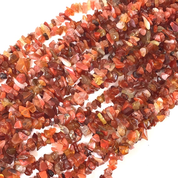Orange Carnelian Chip Beads Natural Gemstone Assorted Stone 32" Full Strand Irregular Nugget Freeform Small Crystal Chips Necklace Bulk