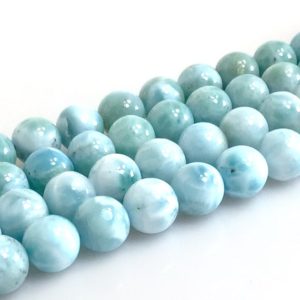 Shop Larimar Round Beads! Genuine Blue Larimar Round Beads AAA Gemstone Larimar Beads 7mm 15" Strand | Natural genuine round Larimar beads for beading and jewelry making.  #jewelry #beads #beadedjewelry #diyjewelry #jewelrymaking #beadstore #beading #affiliate #ad