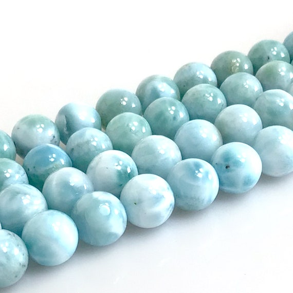 Genuine Blue Larimar Round Beads Aaa Gemstone Larimar Beads 7mm 15" Strand