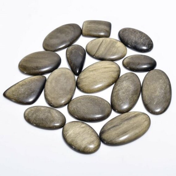 Natural Golden Sheen Obsidian Cabochon, Wholesale Lot Gemstone For Jewelry Making Stone