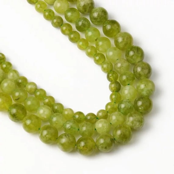 Natural Green Olivine Peridot Beads 6/8/10mm Round Loose Stone Beads For Jewelry Making Diy Charm Bracelets Necklace 15 Inch