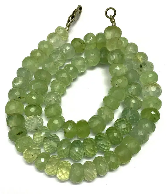 Natural Green Prehnite Faceted Rondelle Beads 10mm Prehnite Rondelle Beads Prehnite Gemstone Beads Green Prehnite Beads 10mm Rondelle Beads