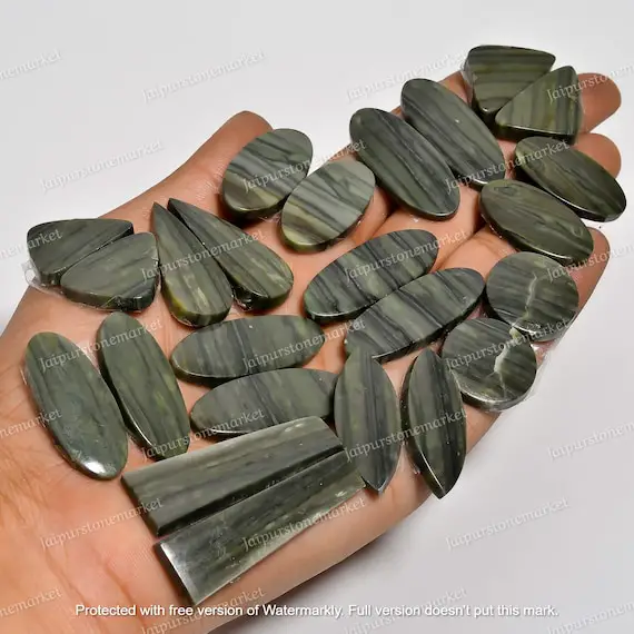 Natural Green Serpentine Cabochon Pairs, Serpentine Stone Earrings, Serpentine Loose Gemstone Pairs, Matched Pairs, Sizes 15mm To 35mm