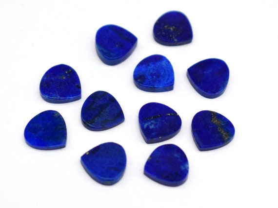 Natural Lapis Lazuli Heart Shape Smooth Flat Gemstone For Jewellery Loose Cabochon Calibrated  Forjewelry Making 2 Pcs Set