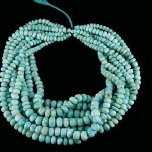 Natural Larimar Faceted Rondelle Beads, 7-8 mm Blue Larimar Faceted Beads, Large Size Domnican Larimar Rondelle Beads for Jewelry Making