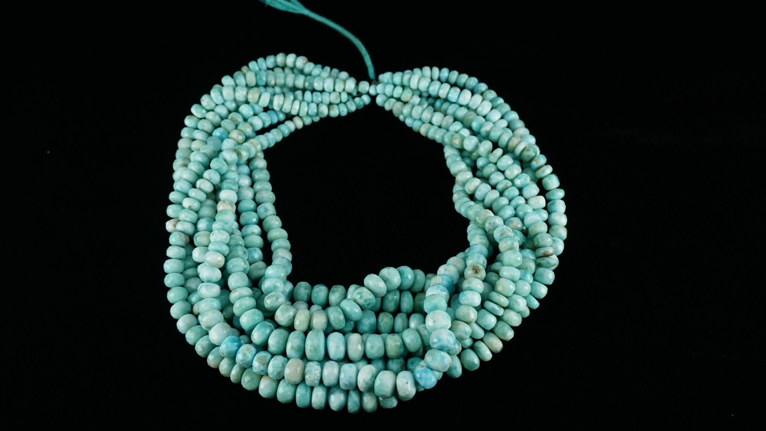 Natural Larimar Faceted Rondelle Beads, 7-8 Mm Blue Larimar Faceted Beads, Large Size Domnican Larimar Rondelle Beads For Jewelry Making