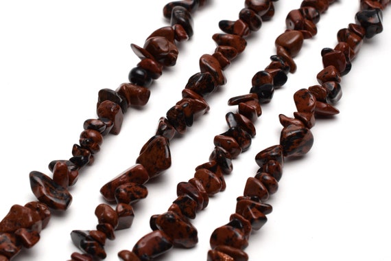Natural Mahogany Obsidian Chip Beads Approx 5-8mm 32" Strand Tiny Crystal Gemstone For Jewelry Making Irregular Nugget