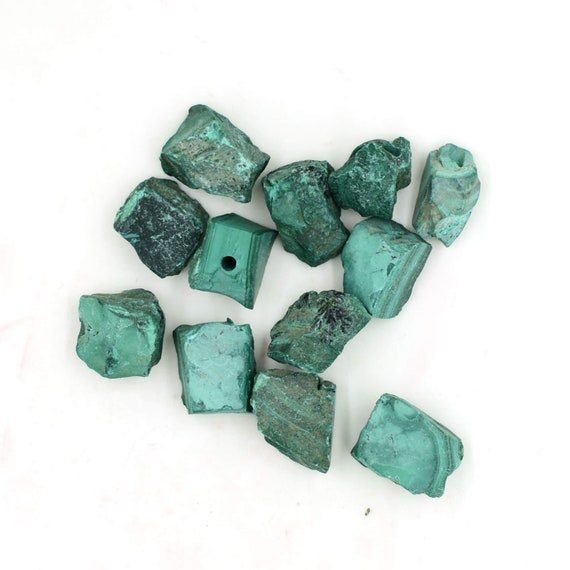 Natural Raw Malachite Gemstone Jewelry Making Stone Crystal Birthstone 10 To 15 Mm Beads Supply 2 Mm Drill  Beads For Necklace Diy Bracelet
