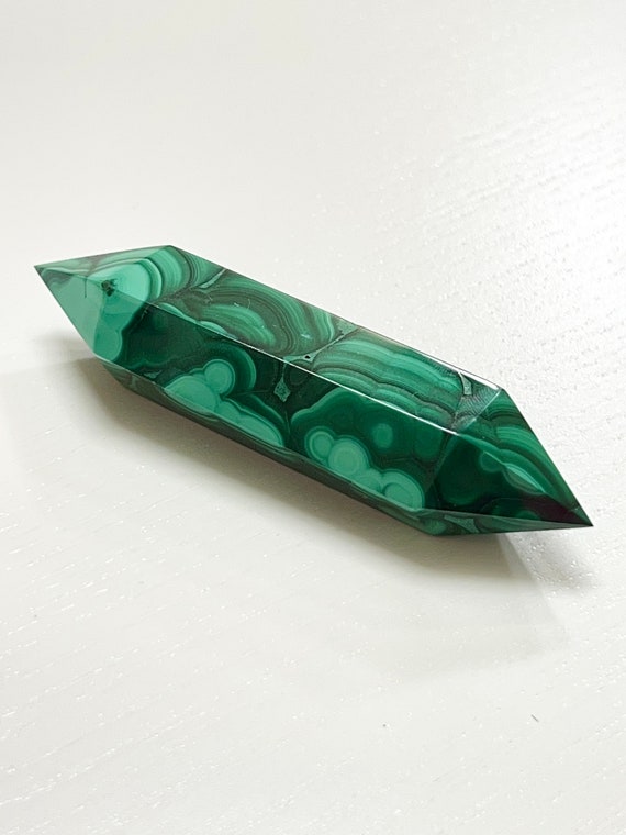 Natural Malachite Dt Wand With Beautiful Patterns And Green Color, Healing Crystals, Malachite Wand