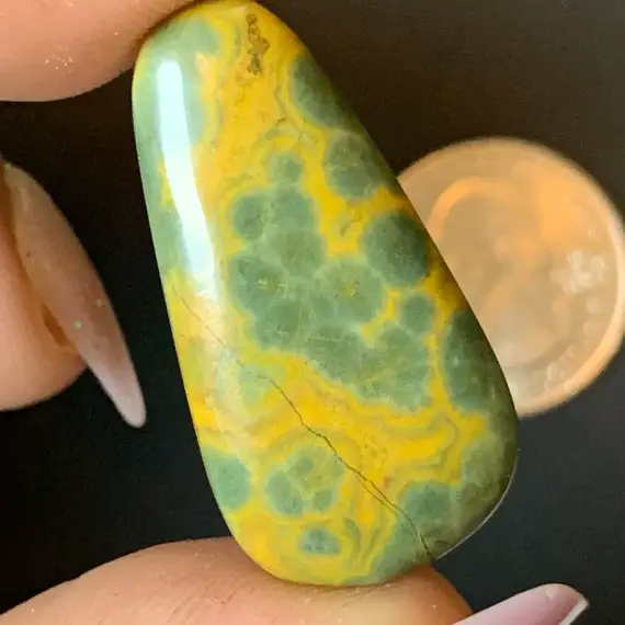 Natural Ocean Jasper Cabochon | 22.7 Ct| Freeform Cabochon |  For Jewelry Making | Hand Cut In Oregon, Usa By Ecotone Lapidaries.