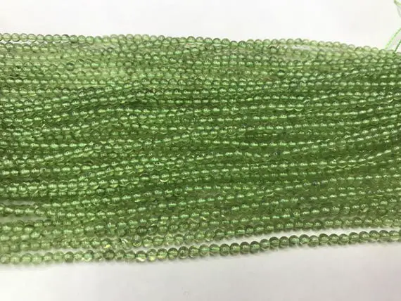 Natural Peridot 2mm- 4mm Round Genuine Loose Olivine Beads 15 Inch Jewelry Supply Bracelet Necklace Material Support