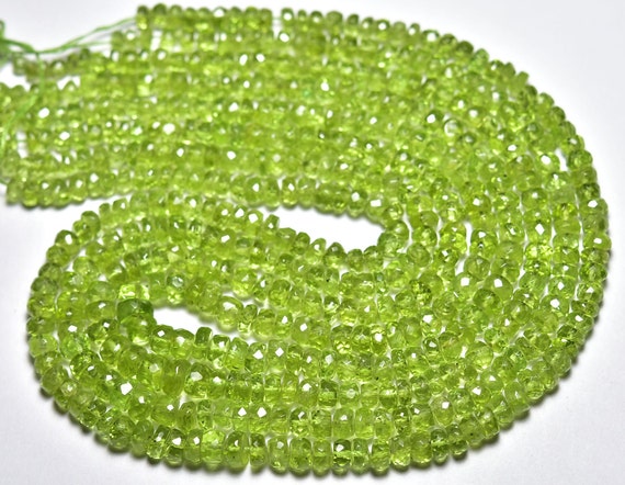 Natural Peridot Rondelle Beads 4.5mm To 7mm Faceted Gemstone Rondelle Beads Aaa Peridot Beads Strand Jewelry Beads 8 Inches Strand No5552