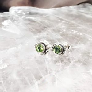 Shop Peridot Earrings! Natural Peridot Round Beads Silver Stud Earrings, Green Stone 925 Sterling Silver Post Earrings, Tiny Boho August Birthstone Gift | Natural genuine Peridot earrings. Buy crystal jewelry, handmade handcrafted artisan jewelry for women.  Unique handmade gift ideas. #jewelry #beadedearrings #beadedjewelry #gift #shopping #handmadejewelry #fashion #style #product #earrings #affiliate #ad