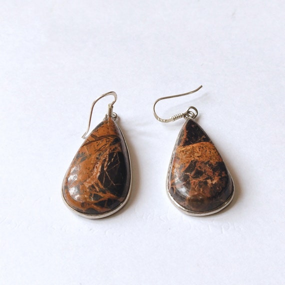 Picture Jasper Earrings, Sterling Silver Earrings, Gemstone Earrings, Healing Stone Earrings, Gift For Her, Gift For Mom, Anniversary Gifts