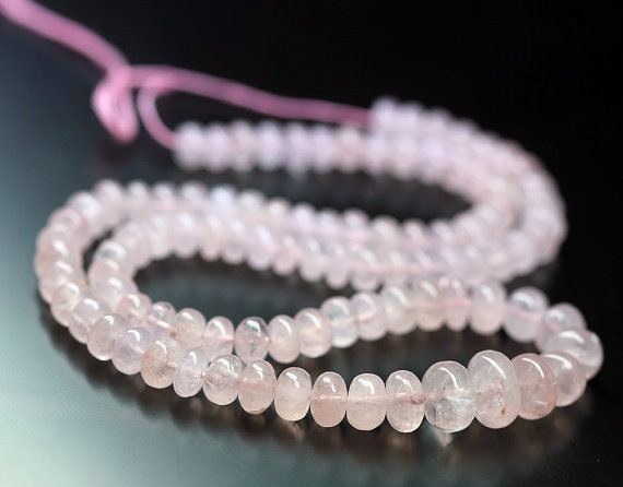 Natural Pink Morganite Smooth Rondelle Gemstone Loose Beads Strand 8" 6mm 10mm Morganite Beads, Morganite