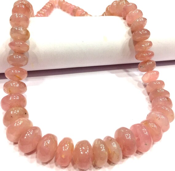 Natural Pink Morganite Smooth Rondelle Beads 10-14.mm Morganite Rondelle Beads Genuine Morganite Gemstone Beads Polished Morganite Beads Top