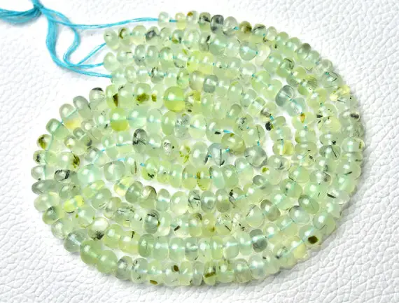 Natural Prehnite Plain Rondelle Beads 4.5mm To 6mm Smooth Rondelles Gemstone Beads Genuine Prehnite Rondelle Beads 15 Inches Strand No5978