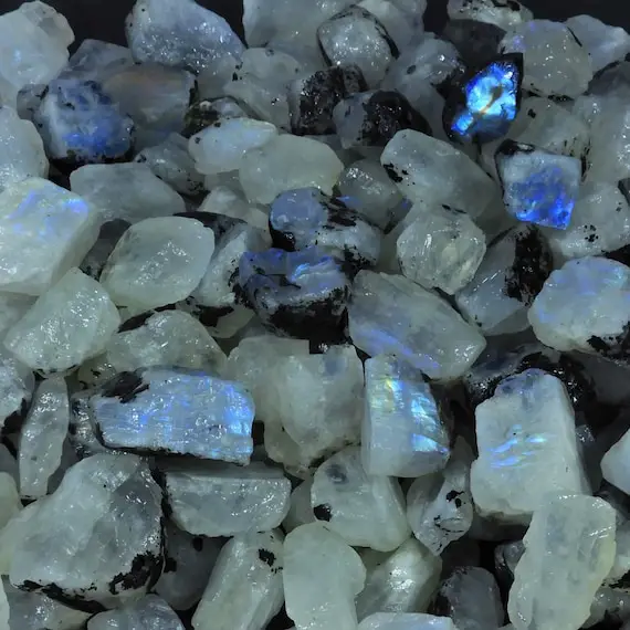 Natural Rainbow Moonstone Raw, Blue Rainbow Moonstone Rough Material, Small Size Loose Gemstone Raw, Top Quality Rainbow Moonstone Crystal