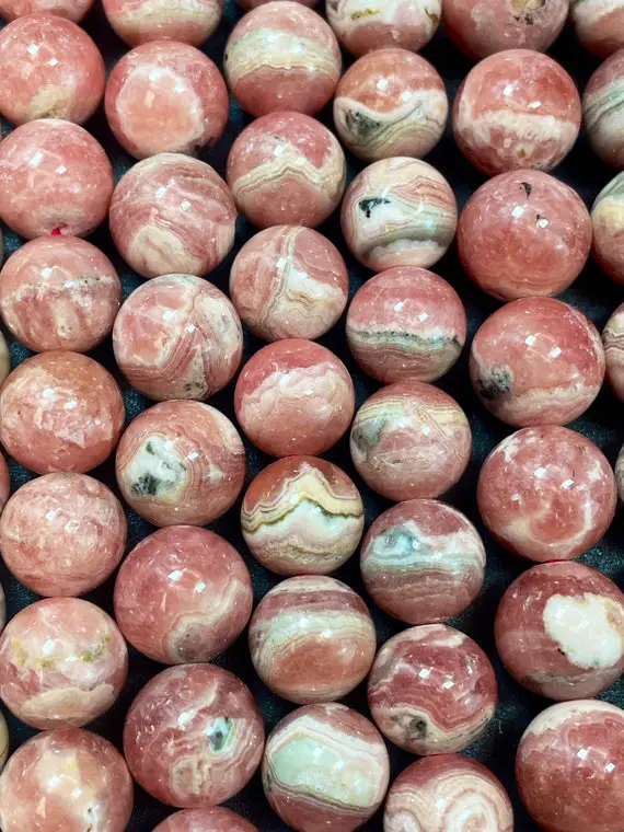 Natural Rhodochrosite Gemstone Bead. Aaa Grade . 4mm 5.5mm 6mm 8mm 9mm 10mm 12mm Round Bead. Natural Pink Berries Color Rhodochrosite Bead