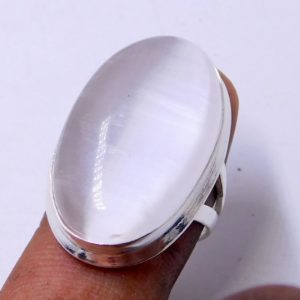 Natural Selenite gemstone ring*Sterling Silver Ring*Selenite Crystal Ring   white ring*Selenite jewelry, Positive Energy, Protection Stone | Natural genuine Gemstone rings, simple unique handcrafted gemstone rings. #rings #jewelry #shopping #gift #handmade #fashion #style #affiliate #ad