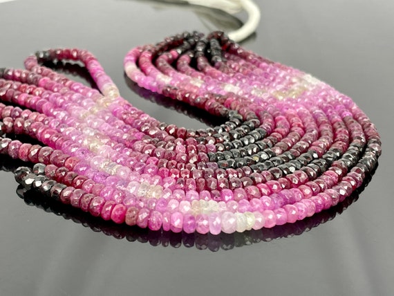 Natural Shaded Ruby Faceted Rondelle Beads 4-4.5mm Aaa+ Ruby Beads, Ruby Rondelle Beads, Faceted Shaded Ruby Beads