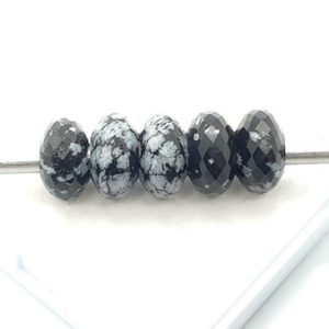 Shop Obsidian Rondelle Beads! Natural Snowflake Obsidian Gemstone Fancy Stylist Rondelle Big Hole Loose Beads 5 Pcs 14X8 MM 5 MM hole | Natural genuine rondelle Obsidian beads for beading and jewelry making.  #jewelry #beads #beadedjewelry #diyjewelry #jewelrymaking #beadstore #beading #affiliate #ad