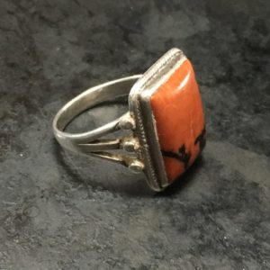 Shop Petrified Wood Rings! Navajo ring with petrified wood, lovely deep red stone with black marks, raindrops. | Natural genuine Petrified Wood rings, simple unique handcrafted gemstone rings. #rings #jewelry #shopping #gift #handmade #fashion #style #affiliate #ad
