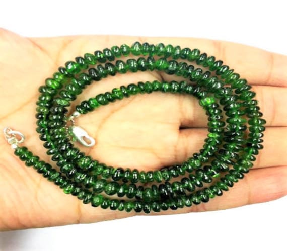 New Arrival Natural Smooth Chrome Diopside Rondelle Beads 4-5mm Gemstone Beads 18"green Chrome Diopside Strand Wholesale Price