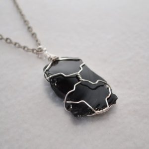 Shop Obsidian Necklaces! Obsidian Necklace, Raw Obsidian Necklace, Wire Wrapped Raw Obsidian Necklace,  Healing Obsidian, Raw Obsidian | Natural genuine Obsidian necklaces. Buy crystal jewelry, handmade handcrafted artisan jewelry for women.  Unique handmade gift ideas. #jewelry #beadednecklaces #beadedjewelry #gift #shopping #handmadejewelry #fashion #style #product #necklaces #affiliate #ad