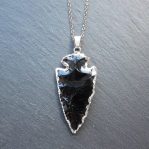 Obsidian necklace silver Arrowhead necklace Black arrowhead pendant | Natural genuine Array jewelry. Buy crystal jewelry, handmade handcrafted artisan jewelry for women.  Unique handmade gift ideas. #jewelry #beadedjewelry #beadedjewelry #gift #shopping #handmadejewelry #fashion #style #product #jewelry #affiliate #ad