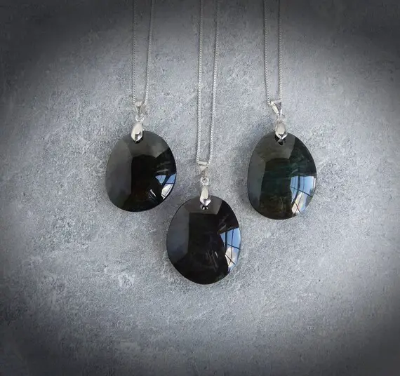 Obsidian Necklace, Velvet Obsidian Pendant, Rainbow Obsidian Necklace, Sterling Velvet Obsidian Gemstone Necklace, Gemstone Appeal, Gsa