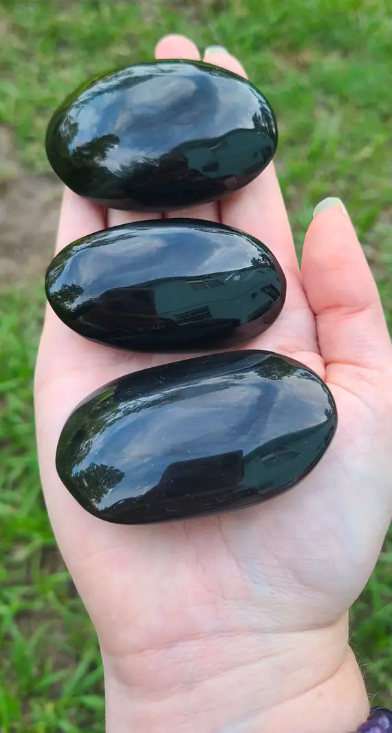 Obsidian Palm Stone, Obsidian Stone, Obsidian Tumbled, Gemstone, Healing Crystal
