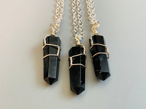 Obsidian Pendant Necklace, Tumbled Obsidian Pendant