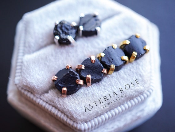 Obsidian Stud Earrings • Black Obsidian Earrings • Empath Protection • Raw Stone Earrings • Dainty Minimalist Earrings • Obsidian Jewelry
