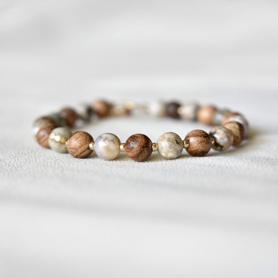 Ocean Jasper Bracelet • Stones For Stress And Worry Relief • Empath Protection • Alternative April Birthstone • Healing Jewelry For Women
