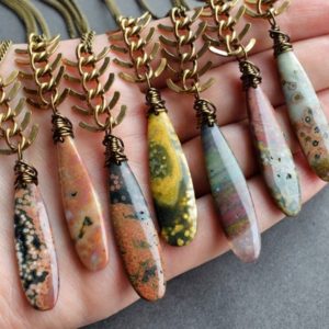 Shop Ocean Jasper Necklaces! Ocean Jasper Necklace – Natural Gemstone Necklace – Stone Pendant – Boho Wiccan Spiritual Jewelry – Red Green Pink Jasper Jewelry | Natural genuine Ocean Jasper necklaces. Buy crystal jewelry, handmade handcrafted artisan jewelry for women.  Unique handmade gift ideas. #jewelry #beadednecklaces #beadedjewelry #gift #shopping #handmadejewelry #fashion #style #product #necklaces #affiliate #ad