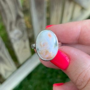 Ocean Jasper Ring – Ocean Jasper – Sterling Silver – Gemstone Ring – White – Green – OOAK – One of a kind – Jasper Ring – Ocean Ring – Rings | Natural genuine Ocean Jasper rings, simple unique handcrafted gemstone rings. #rings #jewelry #shopping #gift #handmade #fashion #style #affiliate #ad