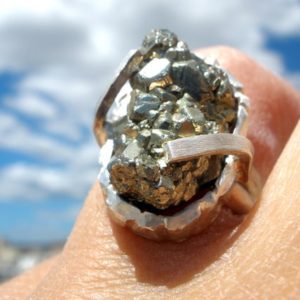 Shop Pyrite Rings! One of A Kind, Iron Pyrite Ring, Unique Open Ring, Rough Pyrite, Gemstone Ring, Handmade Jewelry | Natural genuine Pyrite rings, simple unique handcrafted gemstone rings. #rings #jewelry #shopping #gift #handmade #fashion #style #affiliate #ad