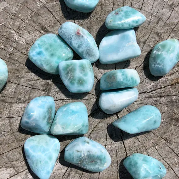 One Small Larimar Tumbled Stone From The Dominican Republic | Small Polished Larimar Tumbles 5-6g | Random Pick