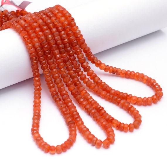 Orange Carnelian Faceted Rondelle Beads, Carnelian Rondelle Beads, Carnelian Handmade Jewelry Making Gemstone Beads, Sku1462