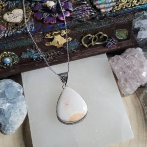 Peach Scolecite necklace in 925 silver pendant Crystal healing natural stone | Natural genuine Gemstone necklaces. Buy crystal jewelry, handmade handcrafted artisan jewelry for women.  Unique handmade gift ideas. #jewelry #beadednecklaces #beadedjewelry #gift #shopping #handmadejewelry #fashion #style #product #necklaces #affiliate #ad