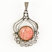 Pendant Vintage 835 Silver Rhodochrosite Gemstone Raw Stone | Natural genuine Gemstone jewelry. Buy crystal jewelry, handmade handcrafted artisan jewelry for women.  Unique handmade gift ideas. #jewelry #beadedjewelry #beadedjewelry #gift #shopping #handmadejewelry #fashion #style #product #jewelry #affiliate #ad