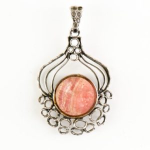 Shop Rhodochrosite Pendants! Pendant Vintage 835 Silver Rhodochrosite Gemstone Raw Stone | Natural genuine Rhodochrosite pendants. Buy crystal jewelry, handmade handcrafted artisan jewelry for women.  Unique handmade gift ideas. #jewelry #beadedpendants #beadedjewelry #gift #shopping #handmadejewelry #fashion #style #product #pendants #affiliate #ad