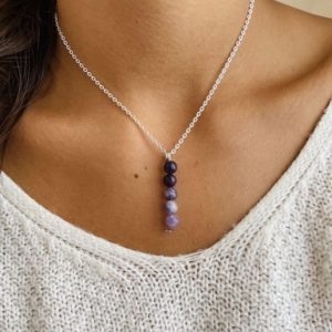Shop Lepidolite Necklaces! Pentaperle Lepidolite Necklace with Silver or Gold Chain – Handmade – Adjustable Stainless Steel Jewelry – Lepidolite Pendant | Natural genuine Lepidolite necklaces. Buy crystal jewelry, handmade handcrafted artisan jewelry for women.  Unique handmade gift ideas. #jewelry #beadednecklaces #beadedjewelry #gift #shopping #handmadejewelry #fashion #style #product #necklaces #affiliate #ad
